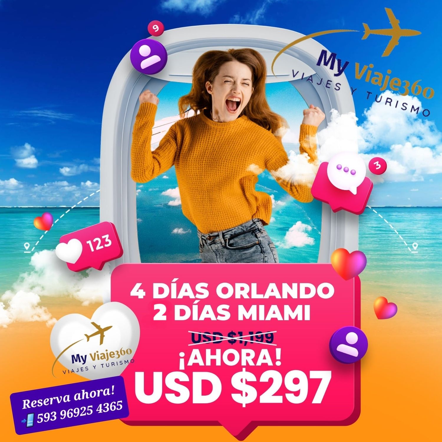 ¡Certificado de viaje 4N Orlando y 2N Miami con descuento especial! ✈️🌟