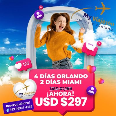 ¡Certificado de viaje 4N Orlando y 2N Miami con descuento especial! ✈️🌟