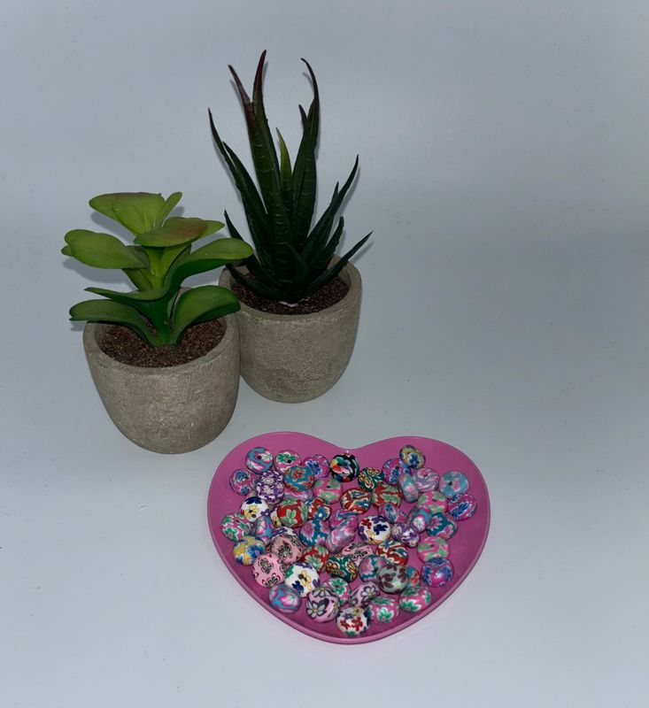 Printed Flower Beads Tamaño 12mm