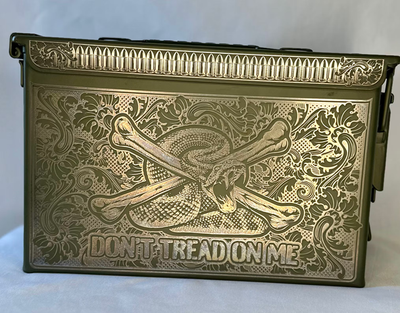 50 cal ammo can laser engraved. All sides engraved. Ready to ship