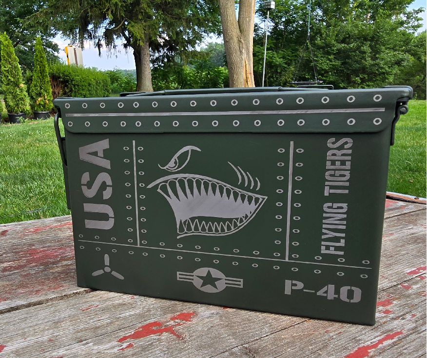 P-40 30 cal ammo can Laser engraved Flying Tigers WW2