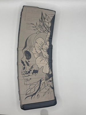 Pmag Skull fiber laser template. SVG file for laser engraving. AR-15 magazine template Ezcad and ligthburn files