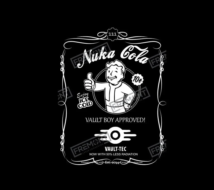 ​Nuka Cola Whiskey flask template, .svg and lightburn ready files.