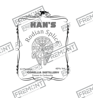 Han Whiskey flask template .svg and lightburn ready files for laser engraver.