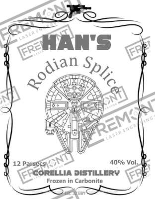 Han Whiskey flask template .svg and lightburn ready files for laser engraver.