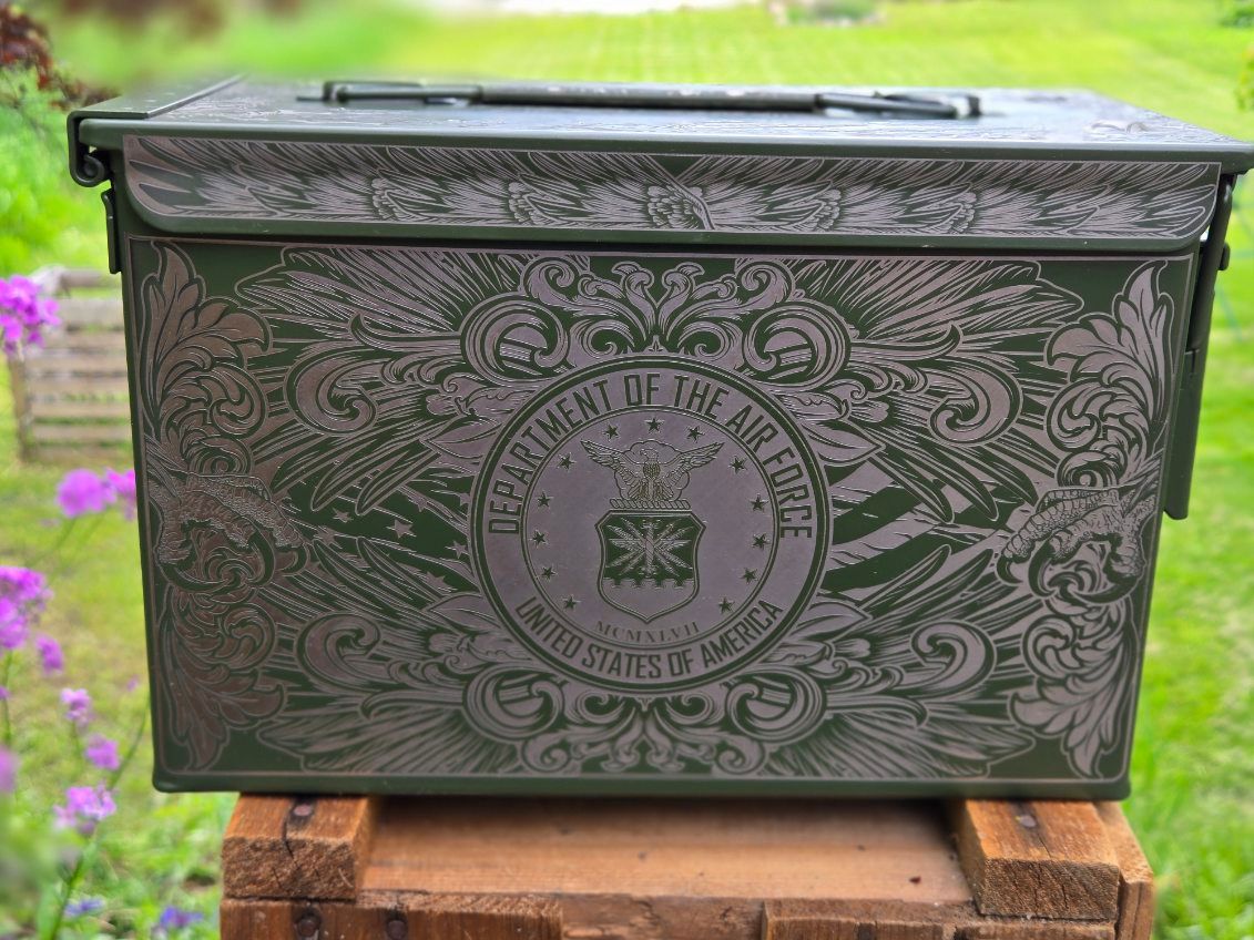 Laser-Engraved Air Force .50 Cal Ammo Can – Military Green Edition