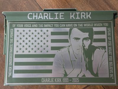 OD Green .50 Cal Ammo Can - Laser Engraved Memorial Tribute for Charlie Kirk