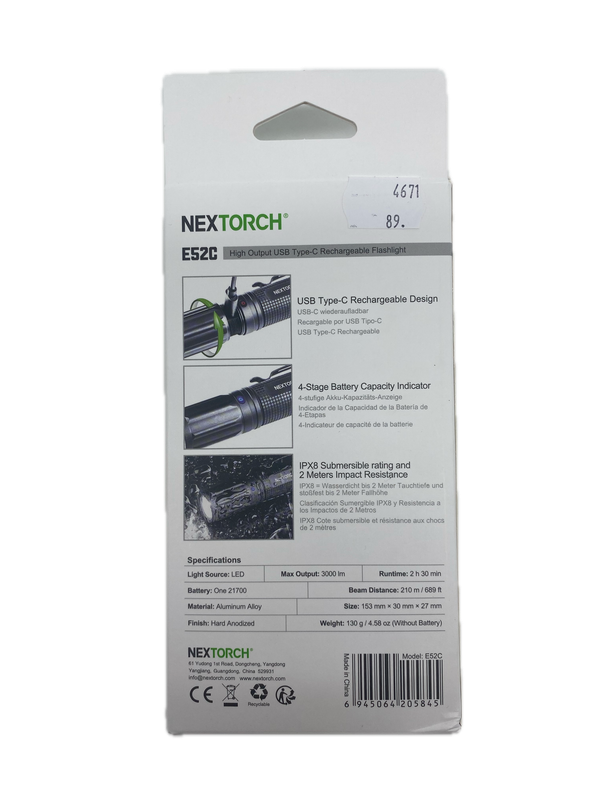 NEXTORCH flashlight E52C 3000lumens