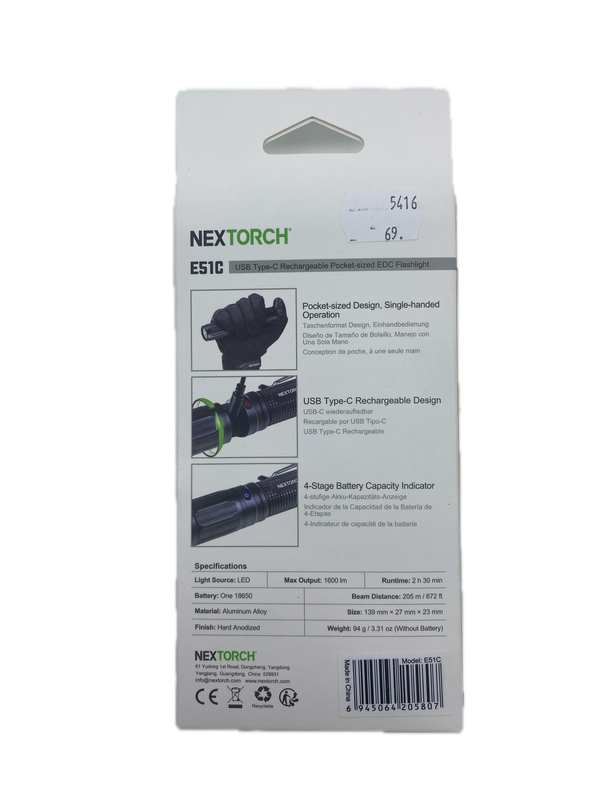 NEXTORCH flashlight E51C 1600 lumens