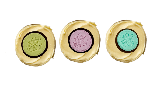 happy birthday fondant medallion