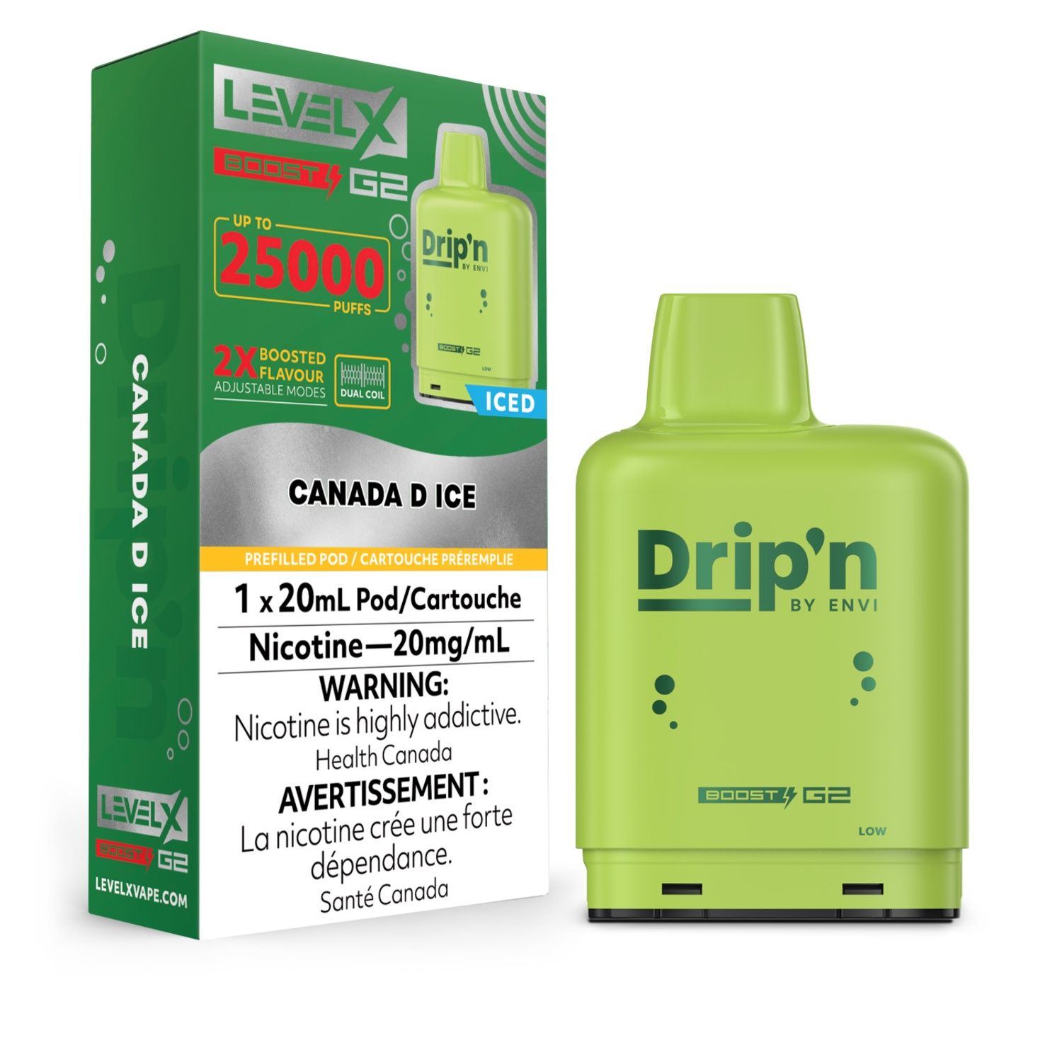 Level X Drip&#39;n Boost G2 Pod 20mL - Canada D Ice 20MG [ON]