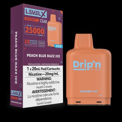 Level X Drip&#39;n Boost G2 Pod 20mL - Peach Blue Razz Ice 20MG [ON]
