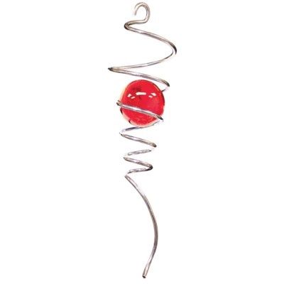 831L - 10&quot; SPIRAL TAIL - SILVER WITH RED CRYSTAL