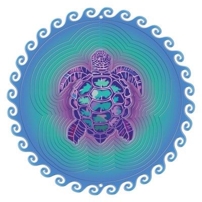 183L - VIVID COLLECTION - TURTLE W/ WAVE - LG