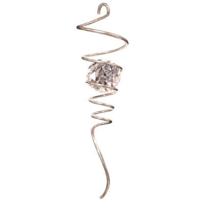 835L - 10&quot; SPIRAL TAIL - SILVER WITH CLEAR CRYSTAL