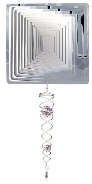 702SS - MIRRORED SQUARE - MINI SET W/ CRYSTAL TAIL