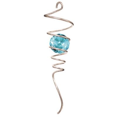 832L - 10&quot; SPIRAL TAIL - SILVER WITH AQUA CRYSTAL