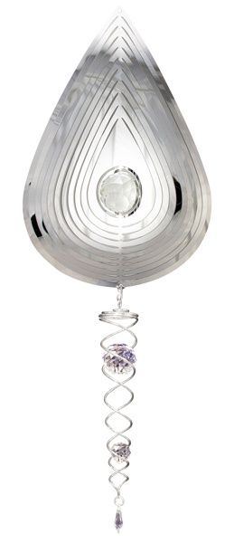 714SS - MIRRORED  TEAR DROP - W/ CLEAR BALL + CRYSTAL TAIL - SM