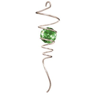 834L - 10&quot; SPIRAL TAIL - SILVER WITH GREEN CRYSTAL