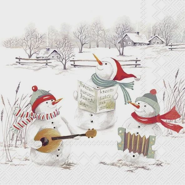 C1013300 - COCKTAIL NAPKIN / MUSICAL SNOWMEN