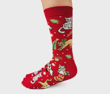 2476 - WOMEN&#39;S SOCKS - FELINE FESTIVE WOMEN