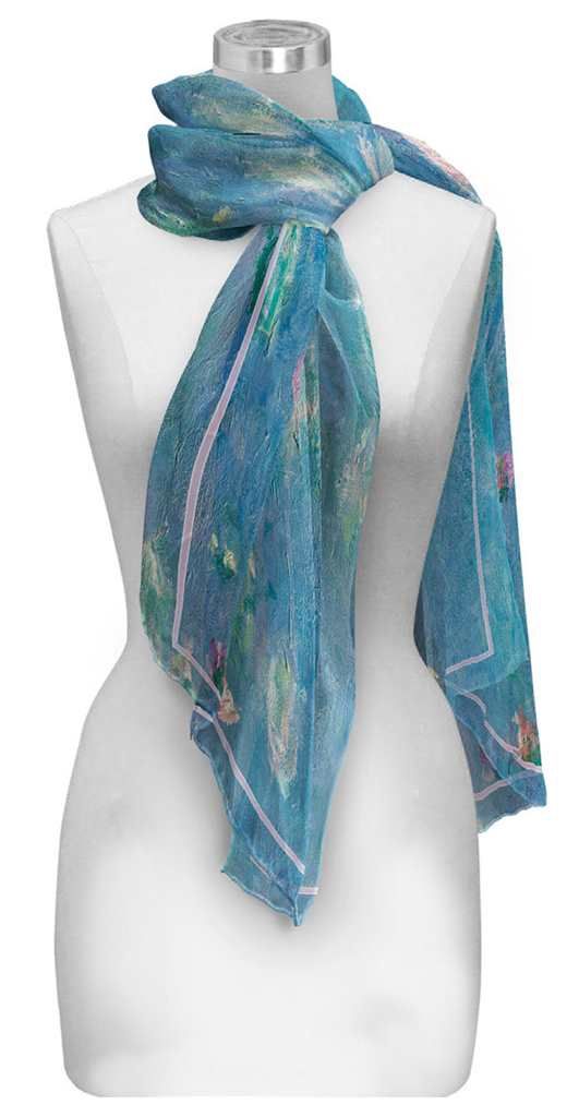 SILKY SHEER SCARF - MONET WATER LILIES