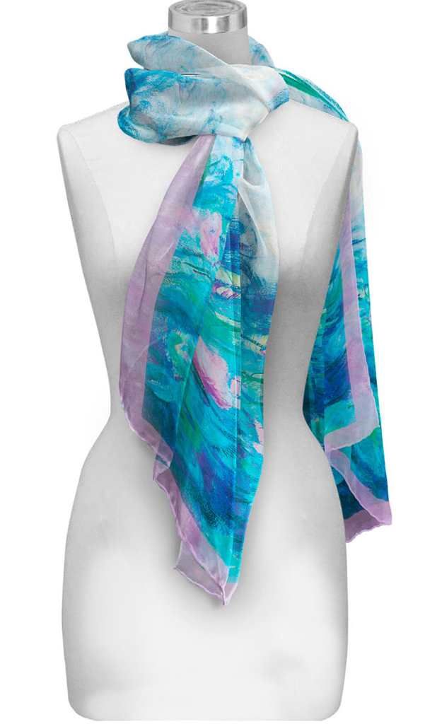 SILKY SHEER SCARF - MONET NYMPHEAS