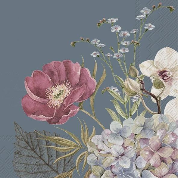 C1012440 - COCKTAIL NAPKIN / BELLES FLEURS BLUE