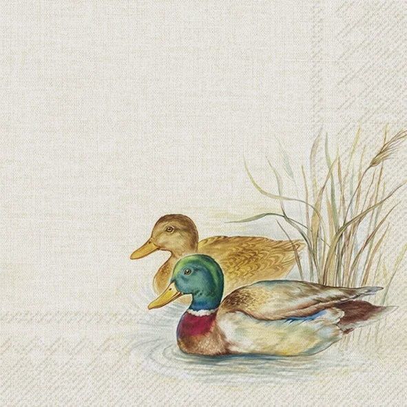 C1011960 - COCKTAIL NAPKIN / HUNTED DUCKS CREAM