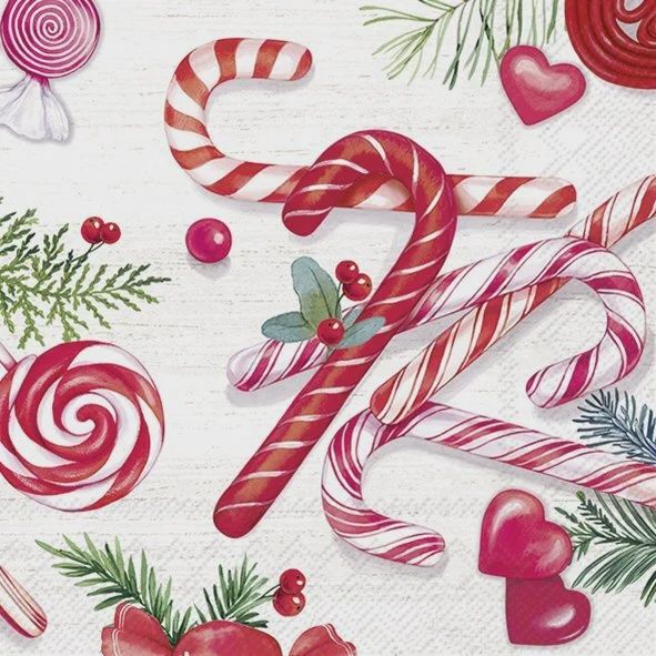 C1060700 - COCKTAIL NAPKIN / CANDY CANES