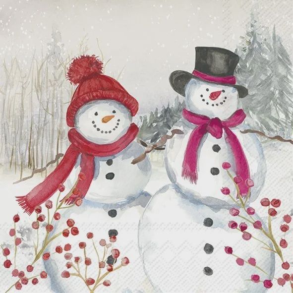 C1059500 - COCKTAIL NAPKIN / SNOWMEN FAMILY
