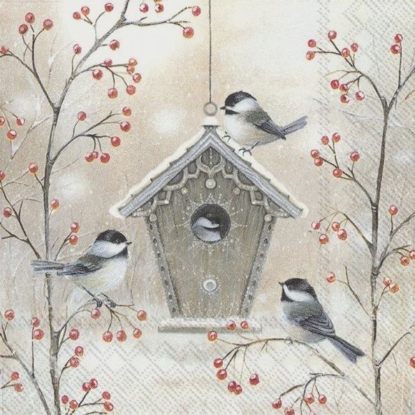 L834200 - LUNCHEON NAPKIN / BEAUTIFUL BIRDHOUSE