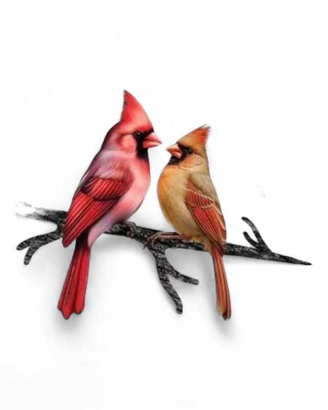 1002 - TREE STAKE - CARDINAL COUPLE