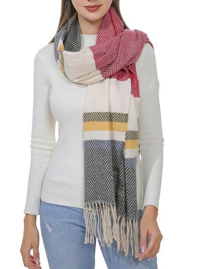 SF7-358-5 - BLANKET SCARF  / WRAP - LONG PLAID