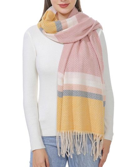 SF7-358-7 - BLANKET SCARF  / WRAP - LONG PLAID