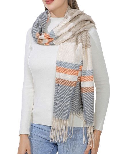 SF7-358-2 - BLANKET SCARF  / WRAP - LONG PLAID
