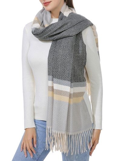 SF7-358-3 - BLANKET SCARF  / WRAP - LONG PLAID