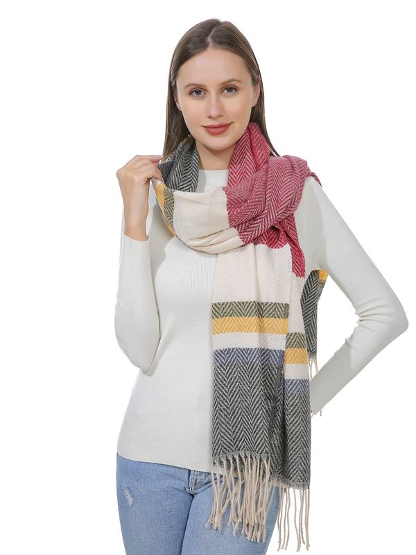 SF7-358-5 - BLANKET SCARF  / WRAP - LONG PLAID