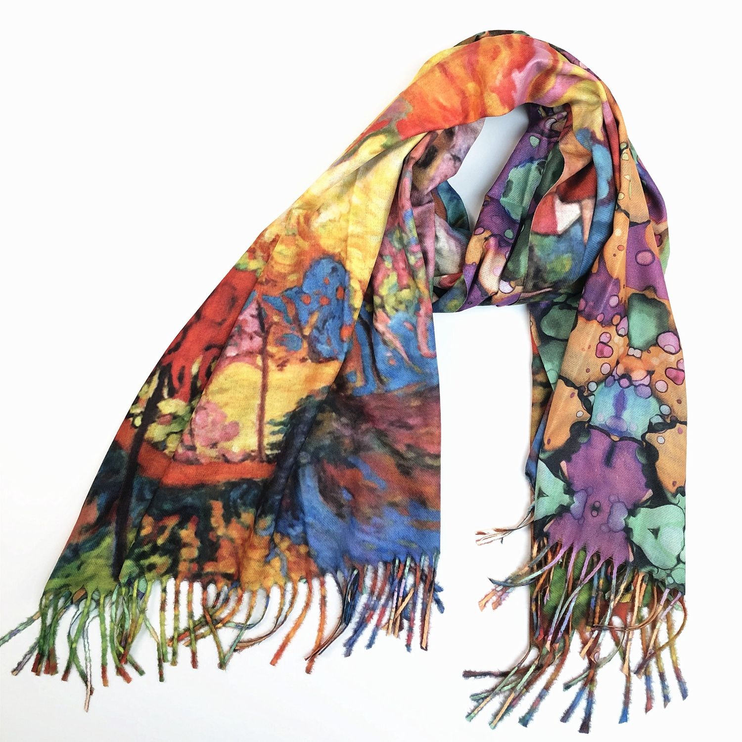 SF9-022 - ART PRINT SCARF SHAWL WRAP (DOUBLE SIDED)