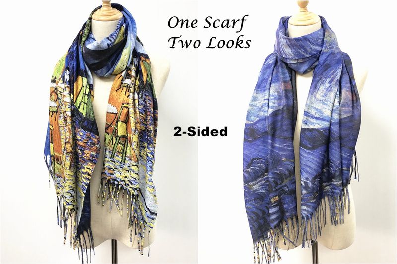 SF9-591 - ART PRINT SCARF SHAWL WRAP (DOUBLE SIDED)