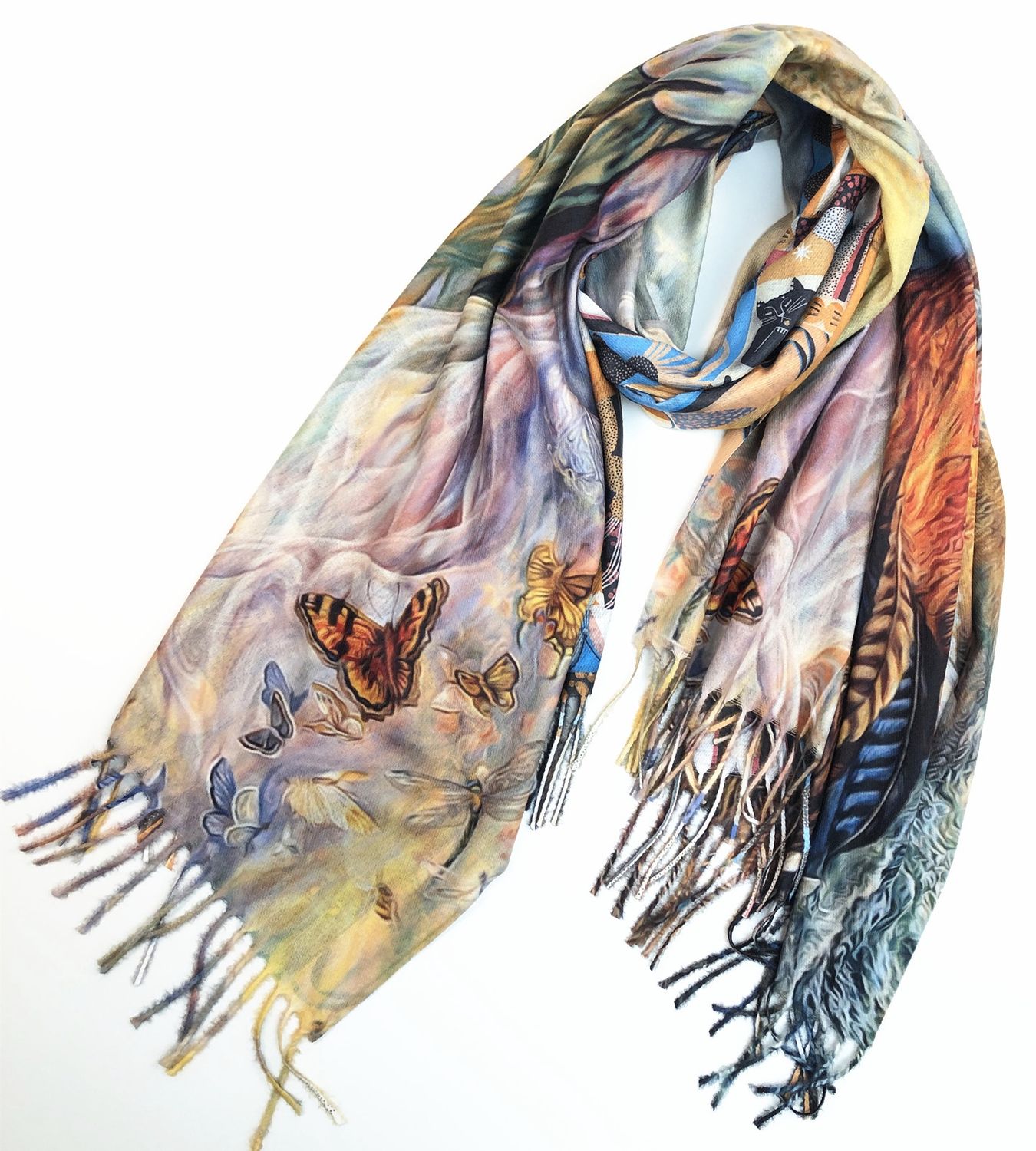 SF9-019 - ART PRINT SCARF SHAWL WRAP (DOUBLE SIDED)