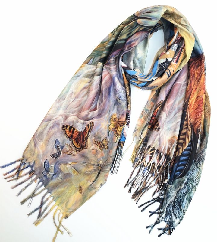 SF9-019 - ART PRINT SCARF SHAWL WRAP (DOUBLE SIDED)