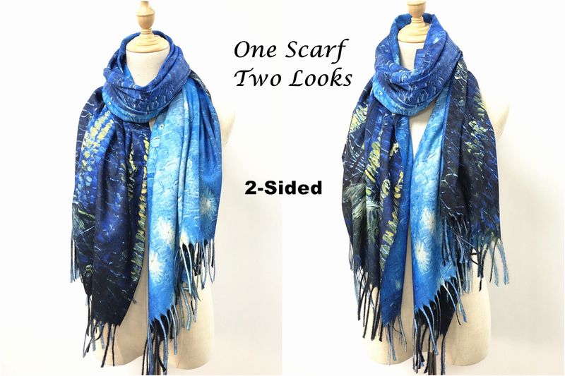 SF9-599 - ART PRINT SCARF SHAWL WRAP (DOUBLE SIDED)