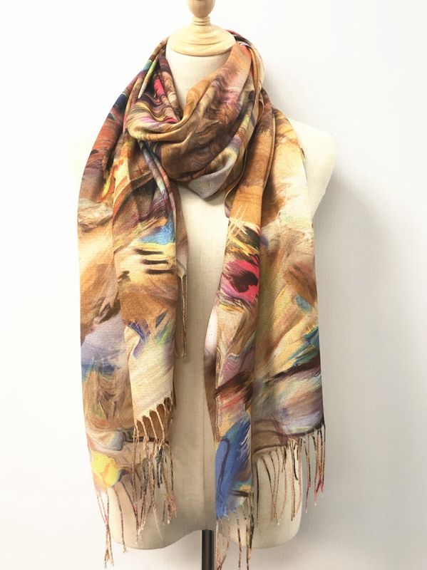 SF9-004 - GRAPHIC PRINT SCARF SHAWL SILK FEEL WRAP