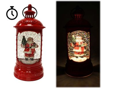 WCH246 - ILLUMINATING WATER GLITTER GLOBE - ROUND RED LANTERN W/SANTA