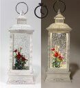 WCH162N - ILLUMINATING WATER GLITTER GLOBE - WHITE LANTERN W/CARDINALS
