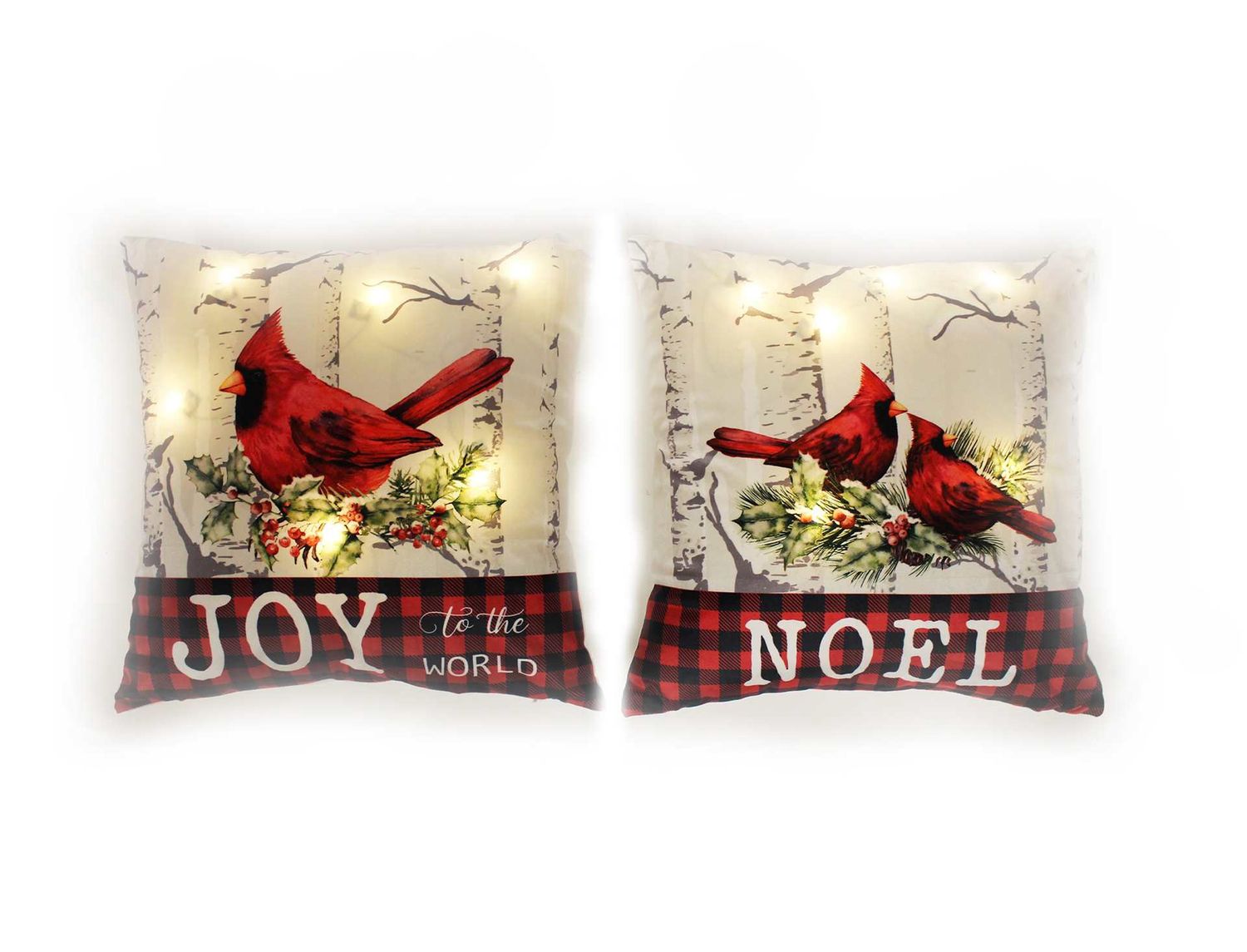SNY227S - PILLOW - JOY/NOEL W/CARDINALS 2/ASST