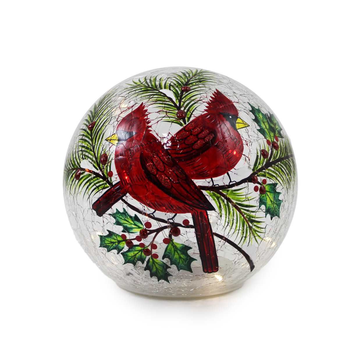 ZHS108 - CHRISTMAS DÉCOR - LED SPHERE W/CARDINALS