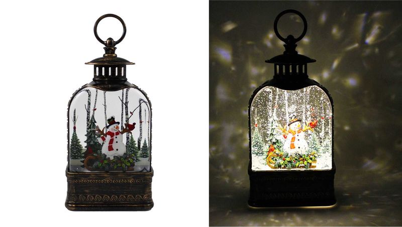 KDA023 - ILLUMINATING WATER GLITTER GLOBE - LANTERN W/SNOWMAN