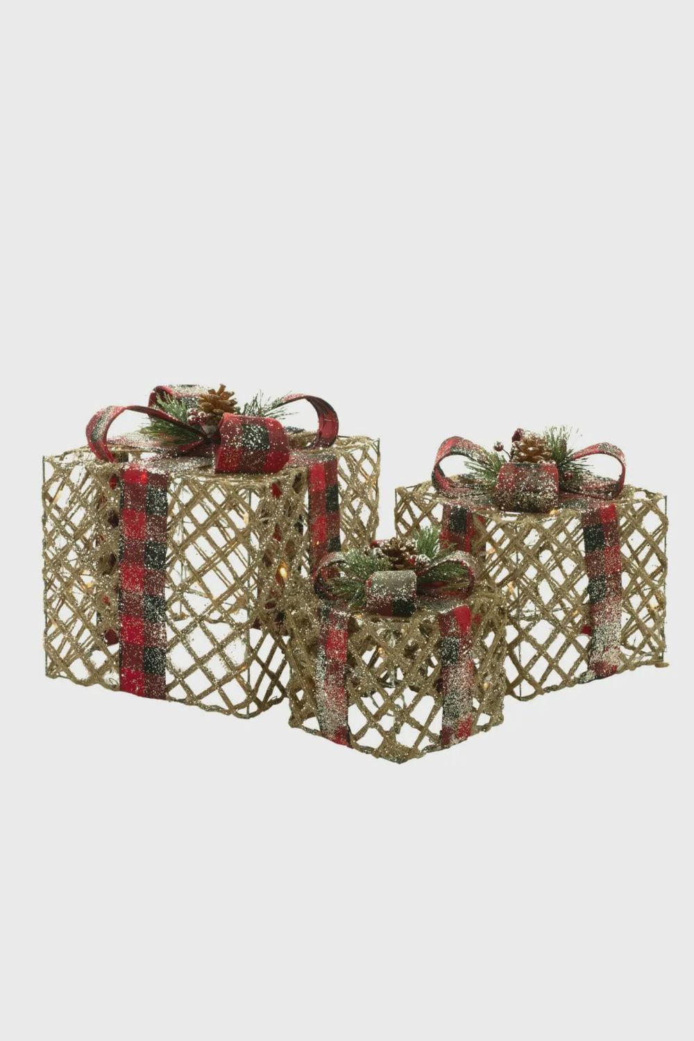 AF6057BR - FESTIVE LIGHTED PRESENTS SET/3